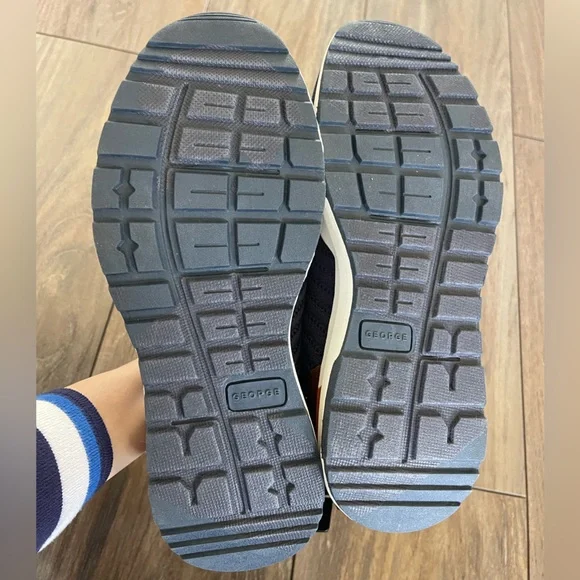George Navy & Orange knit casual shoes Breathable Mesh & Memory Foam size 9 NWT - Picture 8 of 15